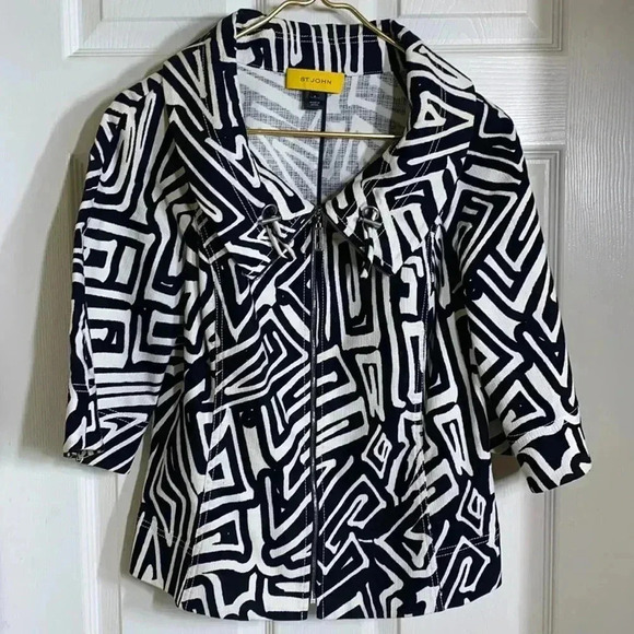 St. John mid sleeve zip down jacket Sz 4 - Picture 1 of 6